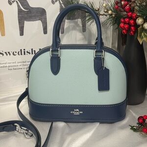 NWT Coach Handbag Sabrina Satchel Bag ln Colorblock CAM56 Light Blue/Deep Blue